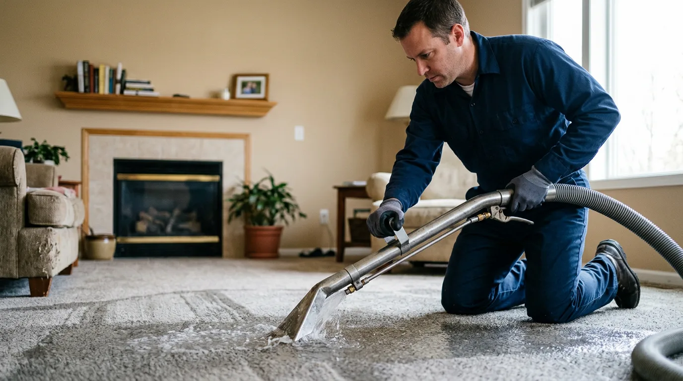 Water damage restoration technician working near Desert Hot Springs, CA